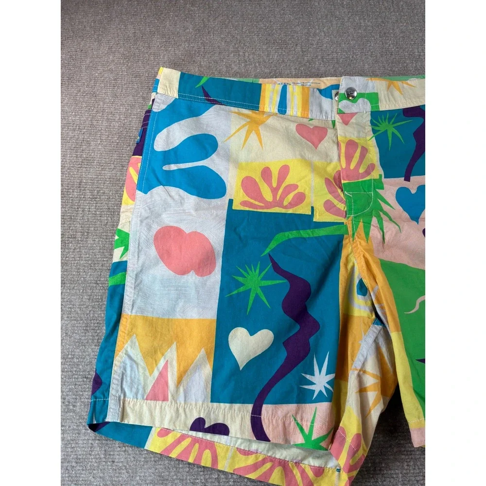 Faherty Quiksilver Mens 34 Board Shorts Multi Color Abstract Heart Print Swim
